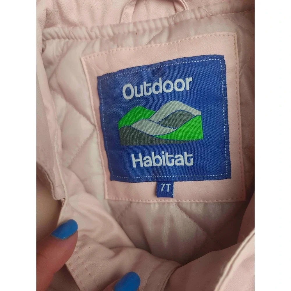 Outdoor Habitat Motorcycle Jacket Girls 7T Pink Faux Leather USA Eagle Biker